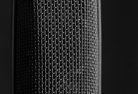 Audio Technica AT4033 microphone grille close up. Photo by Louis Radley